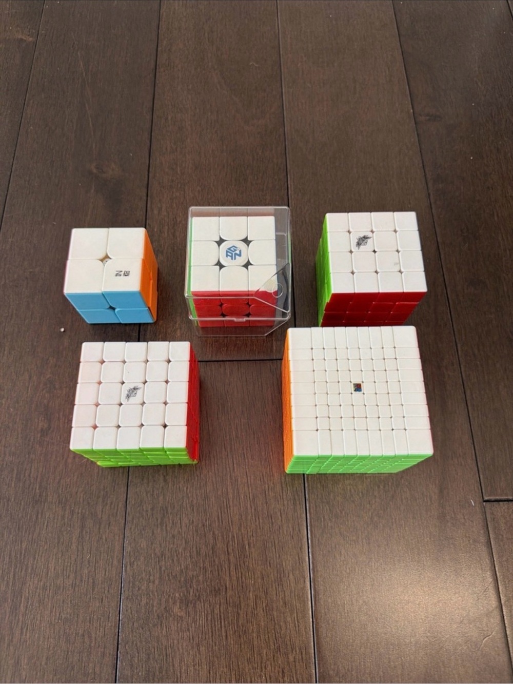 Speed Cube Set - White Face Multi-Size Puzzle Cubes